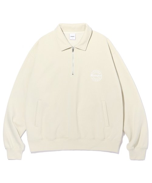 mahagrid (マハグリッド)    MGD SERIF LOGO HALF ZIP SWEATSHIRT CREAM(MG2CFMM492A)