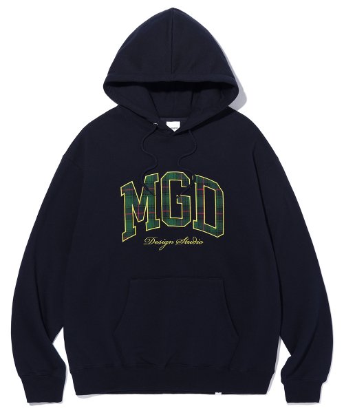 さらに100円引き◆MAHAGRID◆NERVOUS HOODIE mahagrid (マハグリッド) CHECK MGD COLLEGE HOODIE NAVY