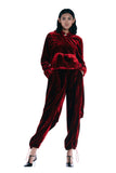 レイブレス(LABELESS) RED BUTTON VELVET TROUSERS