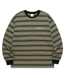 mahagrid (マハグリッド) SERIF LOGO STRIPED LS TEE [OLIVE]