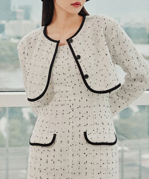 ROMANTIC CROWN(ロマンティック クラウン)   PURE TWEED DRESS_WHITE