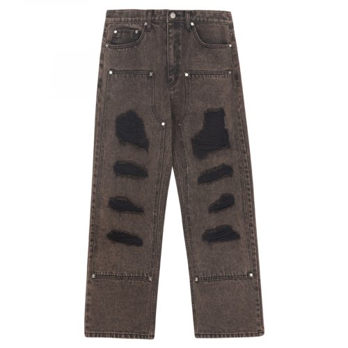 オーワイ(OY) DESTROYED PANEL PANTS-BROWN