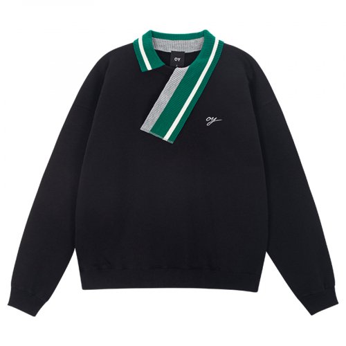 オーワイ(OY)  UNBALANCE COLLAR LOGO MTM-BLACK