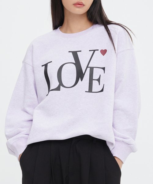 ROMANTIC CROWN(ロマンティック クラウン)    LOVE SWEAT SHIRT_MELANGE LIGHT PURPLE