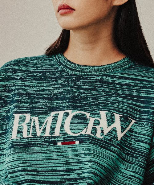 ROMANTIC CROWN(ロマンティック クラウン)   BUTTON SLEEVE KNIT TOP_MELANGE MINT