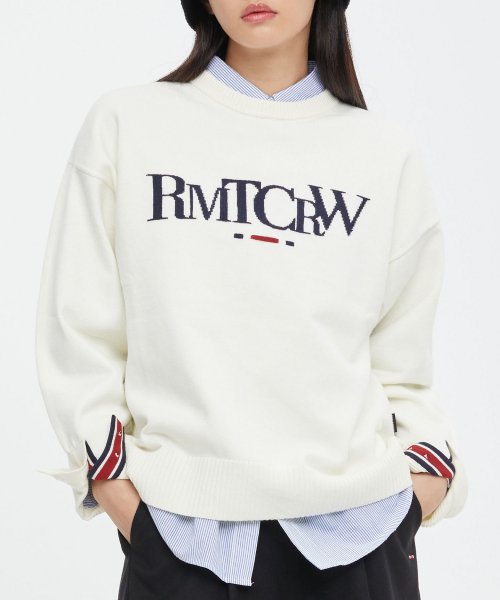 ROMANTIC CROWN(ロマンティック クラウン)   BUTTON SLEEVE KNIT TOP_OATMEAL