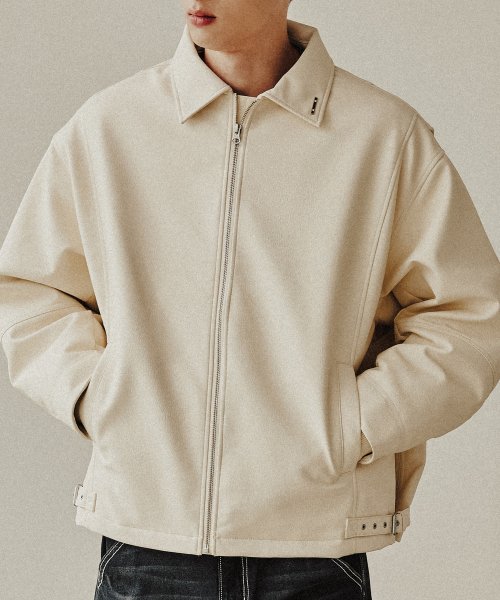 ROMANTIC CROWN(ロマンティック クラウン)   VEGAN LEATHER SINGLE JACKET_OATMEAL