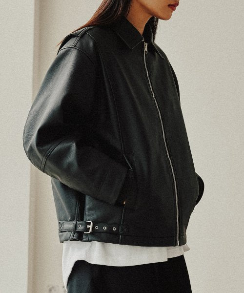 ROMANTIC CROWN(ロマンティック クラウン)   VEGAN LEATHER SINGLE JACKET_BLACK
