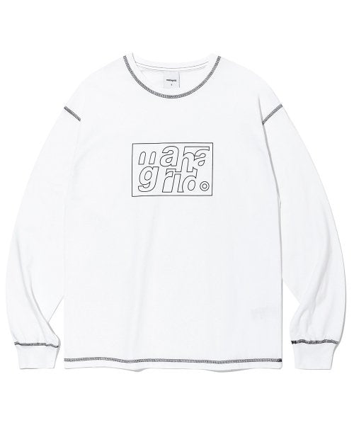 mahagrid (マハグリッド)     CONTRAST STITCH LS TEE WHITE(MG2CFMT566A)