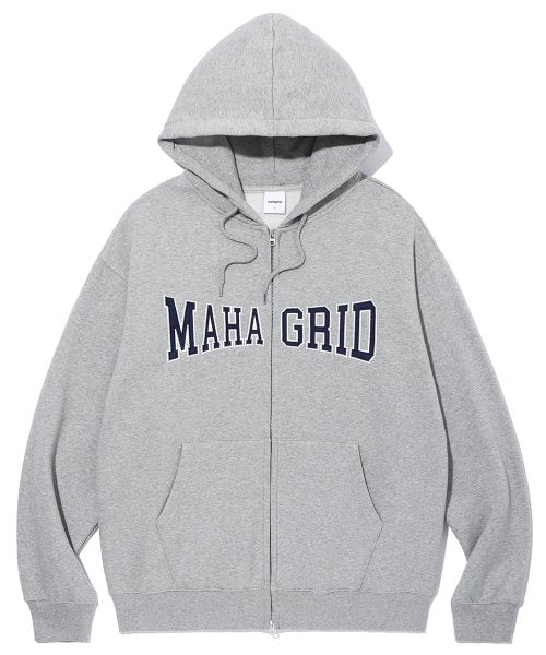 mahagrid (マハグリッド)     APPLIQUE ZIP UP HOODIE GREY(MG2CFMM428A)