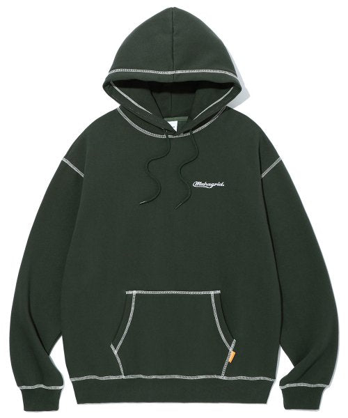 mahagrid (マハグリッド)     CONTRAST STITCH HOODIE GREEN(MG2CFMM427A)