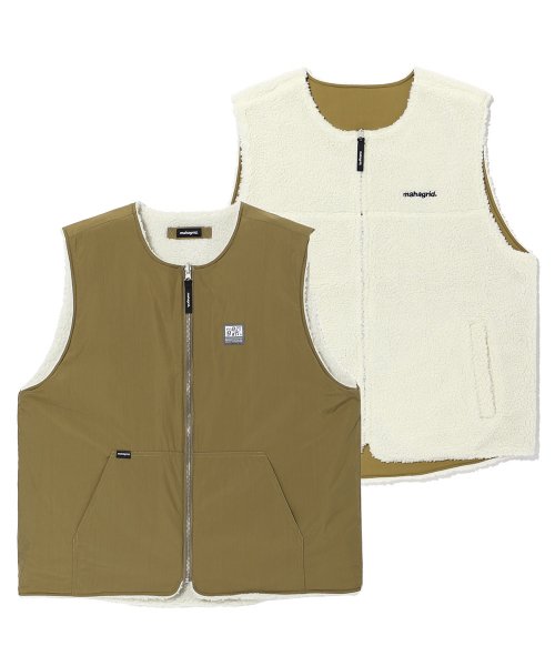mahagrid (マハグリッド)     BASIC REVERSIBLE VEST BEIGE(MG2CWMB990A)