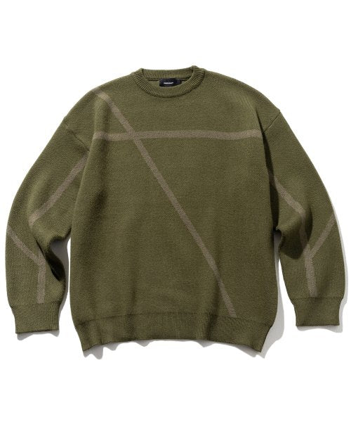 マスノウン(MASSNOUN)     CROSS INCISON LINE KNIT MFTNT001-OV