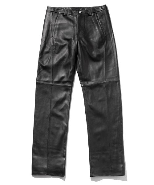 マスノウン(MASSNOUN)     LAMSKIN CURVED LINE PANTS MFTLP001-BK