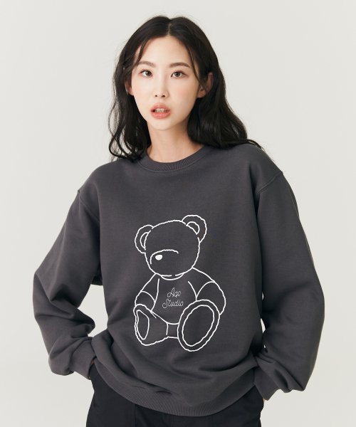 AQO_studiospace(アコスタジオスペース)      PUPPY BEAR SWEATSHIRTS CHARCOAL