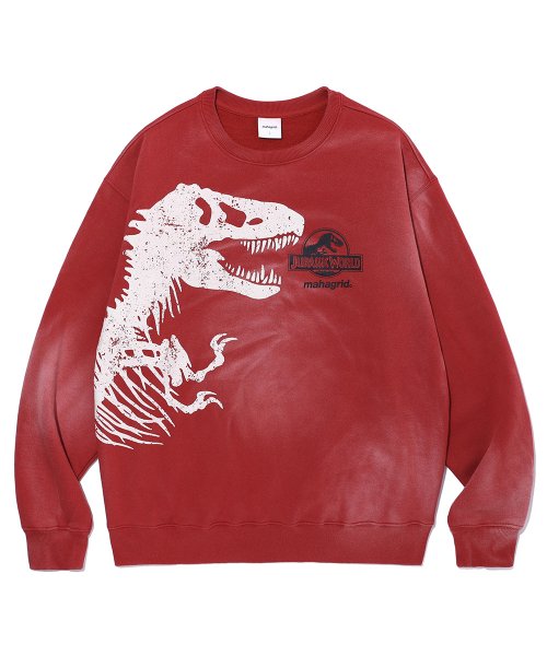 mahagrid (マハグリッド)     T-REX SUNFADED SWEATSHIRTS RED(MG2CFMM440D)