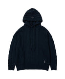 アジョバイアジョ(AJOBYAJO)             Twisted Cable Knit Hoodie [NAVY]