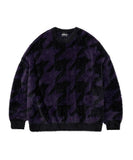 アジョバイアジョ(AJOBYAJO)             Houndstooth Check Oversized Sweater [PURPLE]