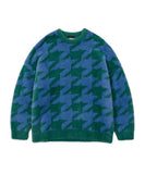 アジョバイアジョ(AJOBYAJO)             Houndstooth Check Oversized Sweater [GREEN]