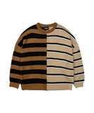 アジョバイアジョ(AJOBYAJO)             Stripe Mixed Knit Sweater [CAMEL]