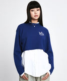 ワンダービジター(WONDER VISITOR)     Cashmere Logo Crop Knit [Blue]