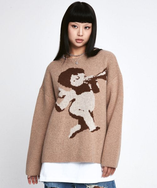 ワンダービジター(WONDER VISITOR)     Wool Punk Angel Knit [Beige]