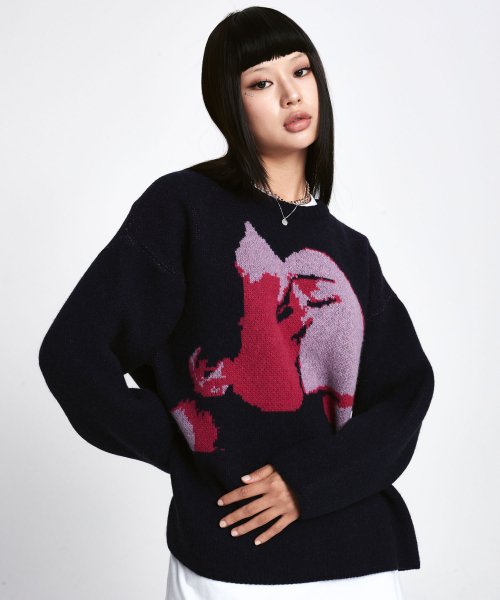 ワンダービジター(WONDER VISITOR)     Wool KISS Knit [Navy]