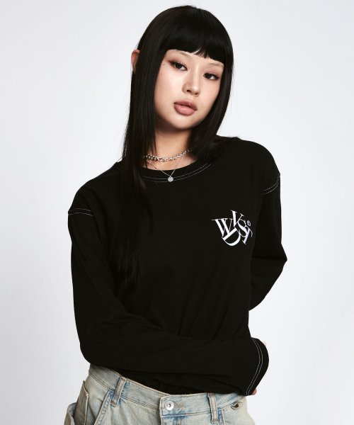 ワンダービジター(WONDER VISITOR)     Logo Long Sleeve T-shirt [Black]
