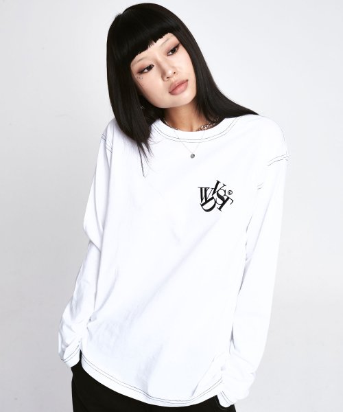 ワンダービジター(WONDER VISITOR)     Logo Long Sleeve T-shirt [White]