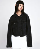 ワンダービジター(WONDER VISITOR)     Oversized Cutting Crop denim jacket [Black]