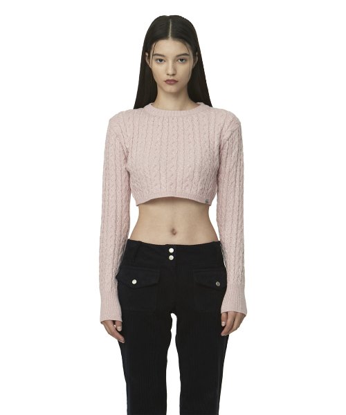 curetty (キュリティー)   C METALLIC CROP KNIT TOP_LIGHT PINK