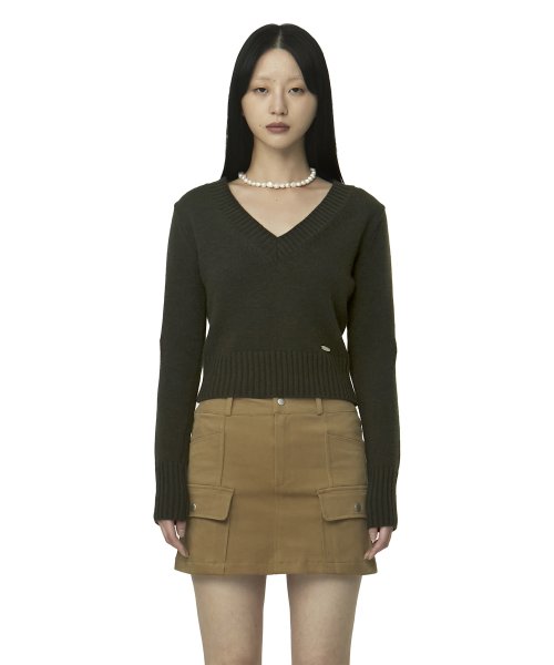 curetty (キュリティー)   C BASIC V-NECK KNIT TOP_KHAKI