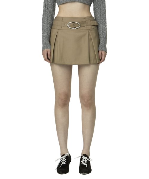 curetty (キュリティー)   C BELTED PLEATS SKIRT_BEIGE