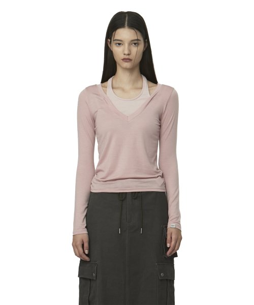 curetty (キュリティー)   C HALTER LAYERED T-SHIRT_LIGHT PINK