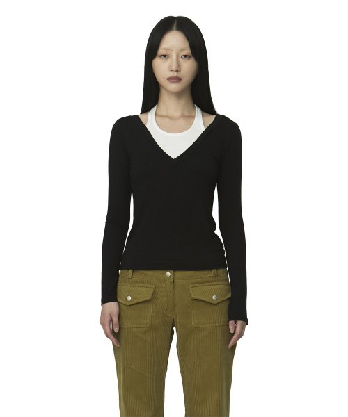 curetty (キュリティー)   C HALTER LAYERED T-SHIRT_BLACK