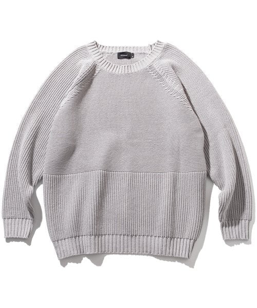 マスノウン(MASSNOUN)     HALF INCISION OVERSIZED KNIT MFTNT002-GY