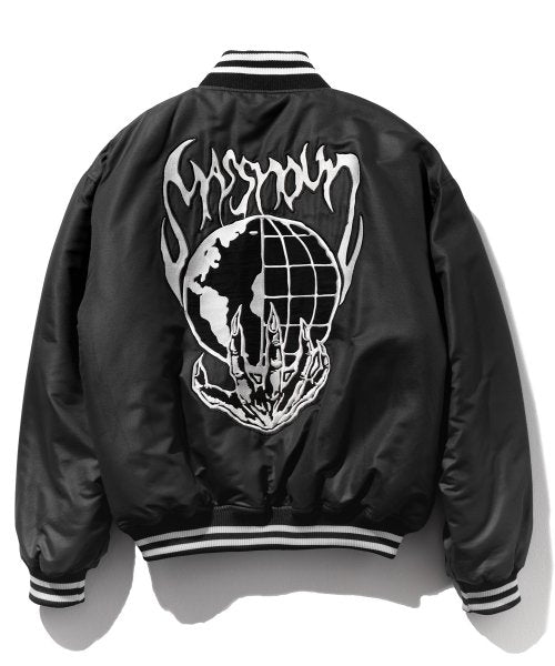 マスノウン(MASSNOUN)     VIRTUAL WORLD 6OZ VARSITY JACKET MFTPD001-BK