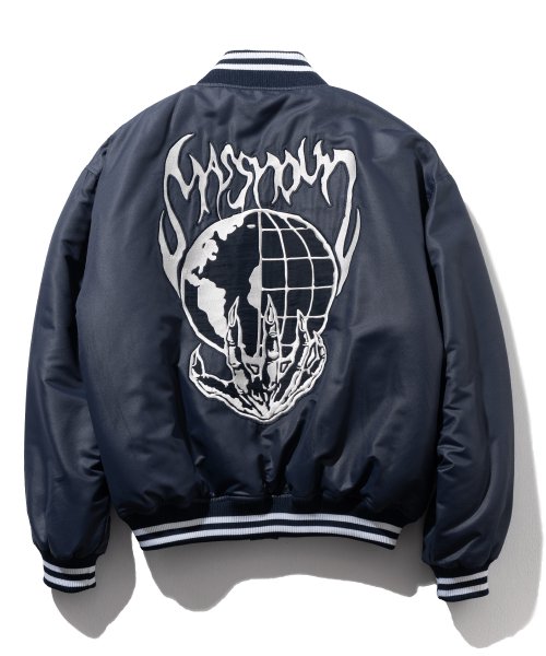 マスノウン(MASSNOUN)     VIRTUAL WORLD 6OZ VARSITY JACKET MFTPD001-NV