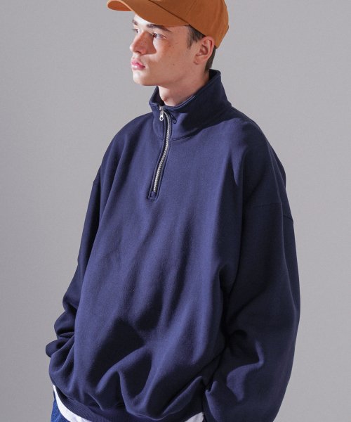 パーステップ(PERSTEP)  Mile Half Neck Man to Man navy BJMT4510