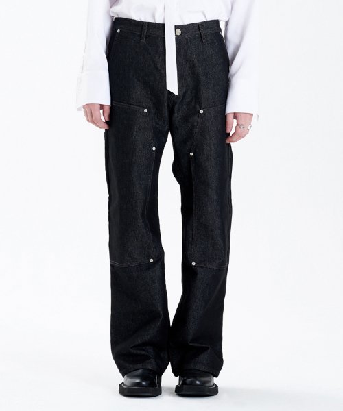 ラメルマメゾン (LA MER MA MAISON) DOUBLE-NEE DENIM PANTS INDIGO BLACK