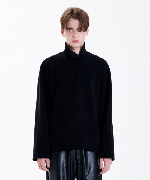 ラメルマメゾン (LA MER MA MAISON)    FOLD COLLAR TURTLENECK BLACK
