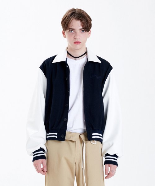 ラメルマメゾン (LA MER MA MAISON)    COLOR LINE STADIUM JUMPER WHITE