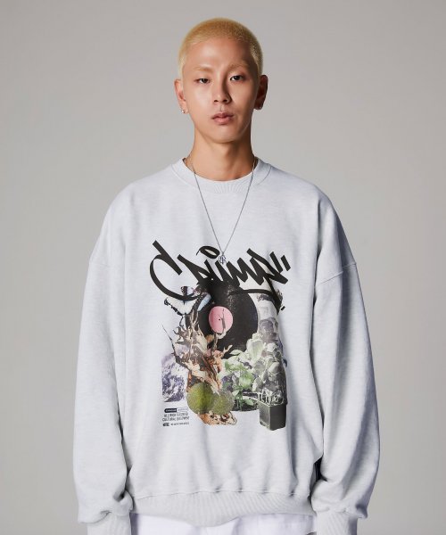Crump (クランプ)  VINYL GRAFFITI SWEATSHIRTS_WHITE MELANGE (CT0377)