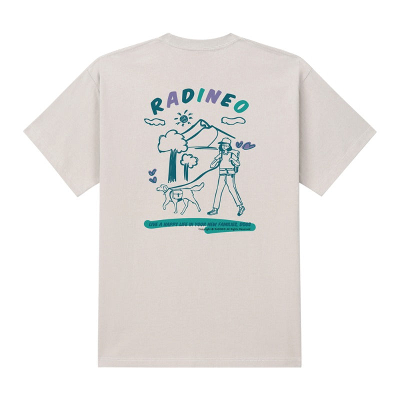 RADINEO (ラディネオ)　Family dog beige short-sleeved T-shirt