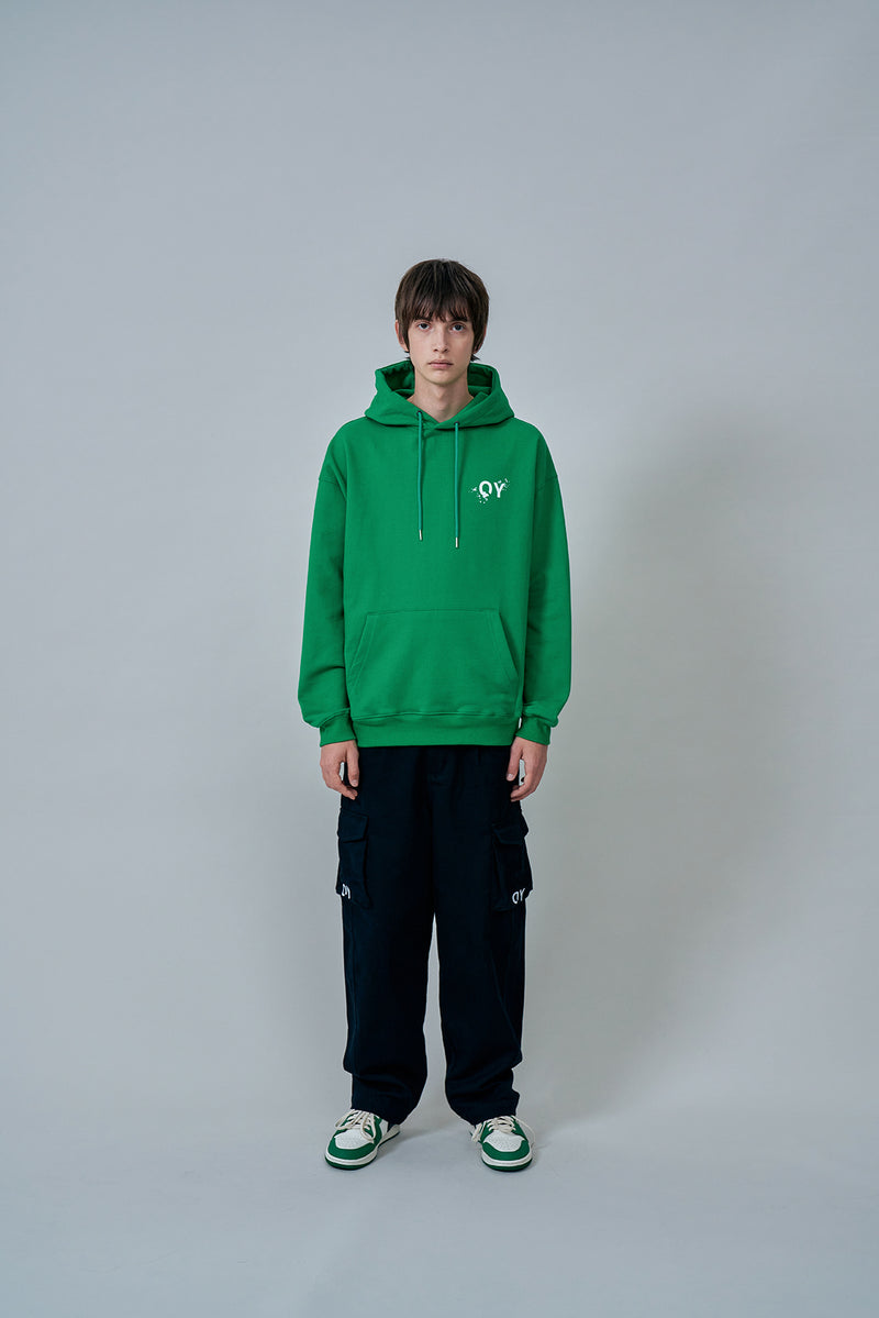 オーワイ(OY) PAINT LOGO HOODIE-GREEN