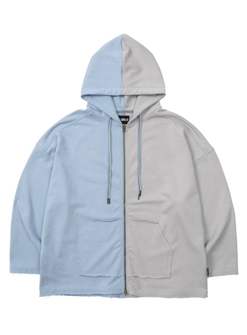 アジョバイアジョ(AJOBYAJO)     Twofold Oversized Zip-up Hoodie [Sky Blue]