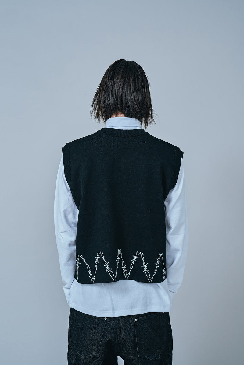 オーワイ(OY) CHAIN LOGO KNIT VEST-BLACK