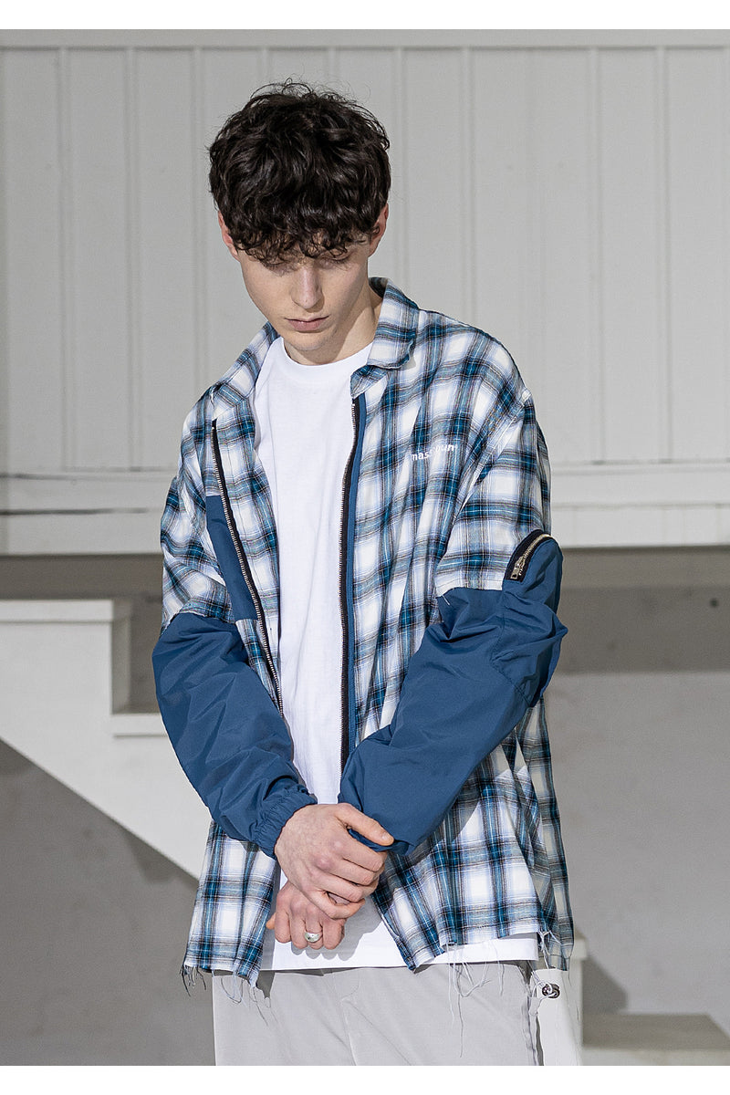 メスノウン(MASSNOUN) SL LOGO CHECK SECTION POCKET SHIRTS MSZST001-BL