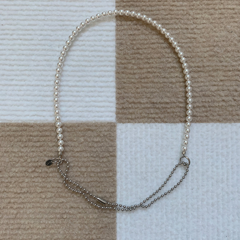 Nff(エヌエフエフ) 	 swarovski pearl mix necklace