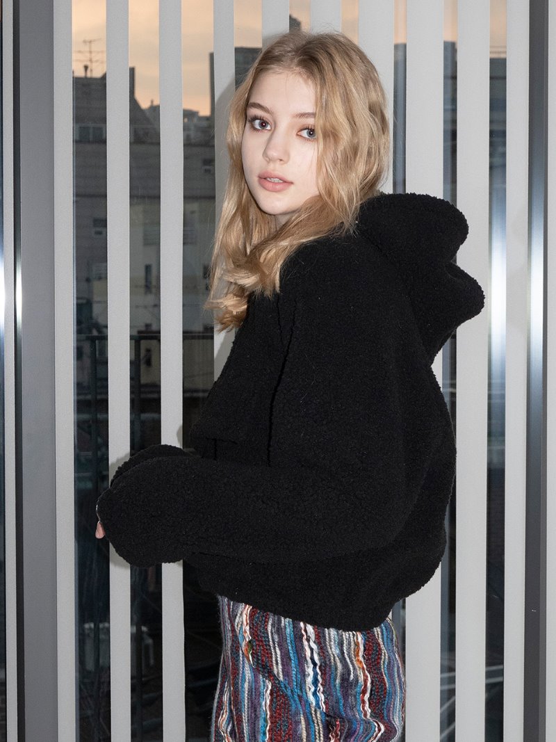 BABLETWO  (ビーエーブルトゥー)   Teddy Zip Up Hoody [black]